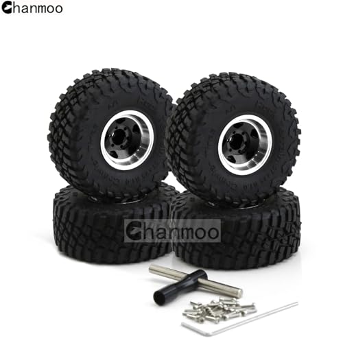 1.0 Beadlock Wheels and Tires 1/24 1/18 RC Mud Slingers Grappler Tyres for 1：24 1:18 RC Scale Rock Crawler Car SCX24 FMS FCX24 TRX4M Axial AX24 90081 Gladiator Bronco C10 4PCS (Bronze) - color: Bronze