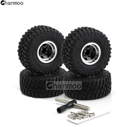 1.0 Beadlock Wheels and Tires 1/24 1/18 RC Mud Slingers Grappler Tyres for 1：24 1:18 RC Scale Rock Crawler Car SCX24 FMS FCX24 TRX4M Axial AX24 90081 Gladiator Bronco C10 4PCS (Bronze) - color: Bronze