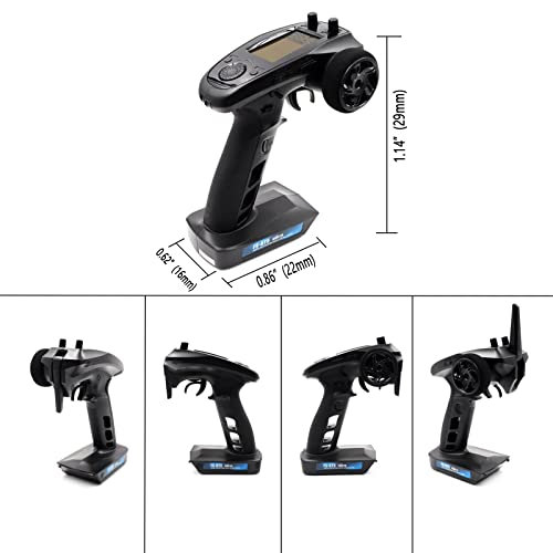 HTLNUZD Flysky FS-GT5 Radio Transmitter & FS BS6 Gyro Receiver, 6 Channels 2.4Ghz for Remote Control RC Car Crawler Boat with ABS Setting, AFHDS 2A, 4 Climbing Mode