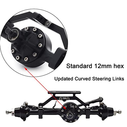 CNC Aluminum Alloy Complete Front Axle for 1/10 RC Crawler RC4WD Ge-Lande II TF2 D110 Yo-ta II Axles (Black) - color: Front Axle