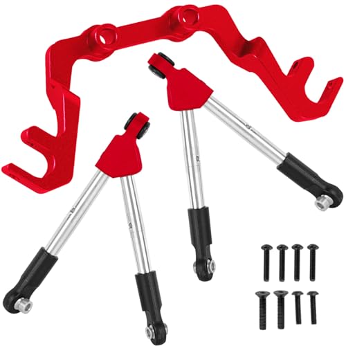 RC Front Tie Rods with Stabilizer Upgrades Part for 1/10 Slash 4X4 LCG,Alloy Aluminium Front Positive and Negative Teeth Pull Rod + Fixed Code Combination-Set,Red - color: Red - (Front Tie Rods)