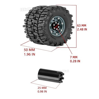 1.3 Dually Beadlock Wheels Tires for RC Crawler Car 1/18 TRX4M Ascent-18,1/24 SCX24 FCX24,RC Off Road Buggy Rally Truck Wheel and Tires,Adjustable Offset Wheels,7mm Hex Rim,Titanium Purple - color: Titanium Purple - (4Pcs 1.3 Beadlock Tires)
