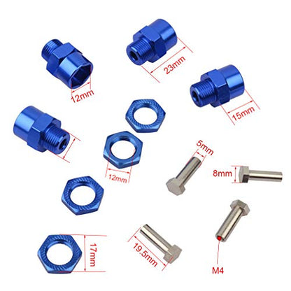 4PCS Aluminum Alloy Wheel Hex Hub 12mm Turn to 17mm Conversion Adapter for 1/10 RC Model Car Convert to use 1/8 Tires Upgrade Parts(Purple)