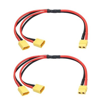 XT60 Parallel Battery Connector Cable, 12AWG XT60 Y Splitter Adapter Cable | 2Pcs XT60 RC Lithium Paralle Power Cord 1FT, 1 Female to 2 Male Y Splitter Adapter Cable, Plug and Play, for RC Multicopter - style: XT60 1 Female to 2 Male Cable