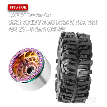 Rc 1.9 Inch Wheel Rims & Tires Wheels for 1/10 RC Crawler Car SCX10 SCX10 II SCX10 III 90046 TRX6 TRX4 D90 VS4-10 Gen8 MST CFX,Aluminum RC 1.9 Beadlock Tires Wheel,Bronze - color: Bronze (1.9 Tires Wheels)