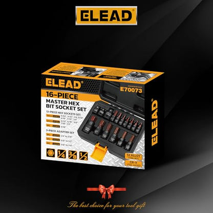 16-Piece SAE Hex Bit Impact Socket Set - Premium S2 Steel 5/64"-9/16" Allen Socket Set with Socket Adapters, 1/4”, 3/8” and 1/2” Drive | Professional Mechanic Garage Tools - style: SAE Hex