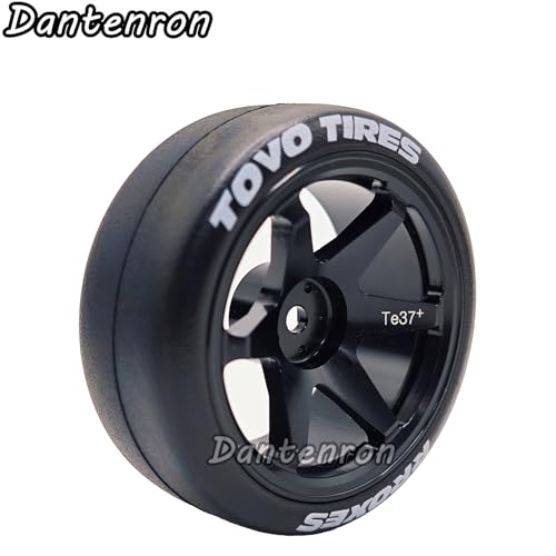 1/10 RC Drift Aluminum Wheels and Tires OD 65mm 1/12 Hard Drift Racing Tyres 12mm Hex for 1:10 Rally Street On Road Touring Car Tamiya TT01 TT02 XV01 TA06 A959 PTG2 KYOSHO 4PCS (Black) - color: Black