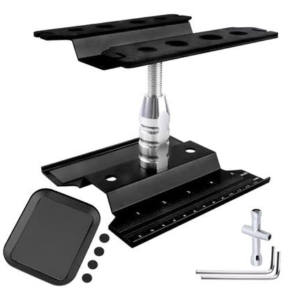 RC Car Work Stand Aluminum Repair Workstation 360 Degree Rotation Lift Lower w/Screw Tray Tools for 1/10 1/12 1/16 Scale Traxxas TRX4 Axial Arrma Redcat Losi RC Crawler Monster Truck Buggy (Black) - color: Black