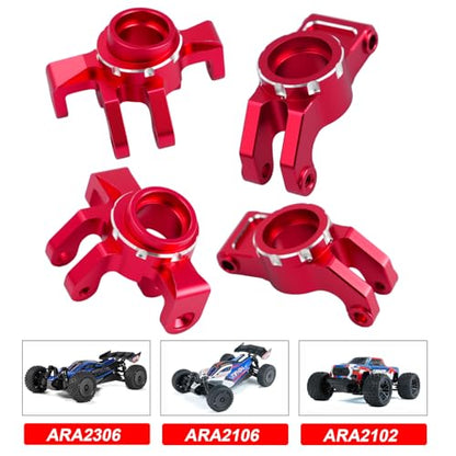 Aluminum Alloy Front Steering Block Knuckles,Rear C-Hubs Upgrade Parts for Arrma 1/14 Typhon Grom 1/18 Granite Grom (Red) - color: Red