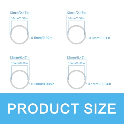 M10x12mm Shim Washers for Machinery Assembly, 48pcs 304 Stainless Steel | 0.1, 0.2, 0.3 and 0.5mm, 12 pcs each, thin spacers for M10 bolts, electronics repair, machinery setup and precision spacing - size: M10X12