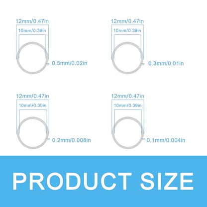 M10x12mm Shim Washers for Machinery Assembly, 48pcs 304 Stainless Steel | 0.1, 0.2, 0.3 and 0.5mm, 12 pcs each, thin spacers for M10 bolts, electronics repair, machinery setup and precision spacing - size: M10X12