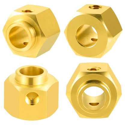 4Pcs Brass 12mm Wheel Hex Hubs Adapter, 9mm Thickness | 5mm, 8mm, 9mm, 10mm, 11mm, 12mm, Extension Combiner, Counterweight, For 1/10 Tra-xxas TRX4, RC Crawler Car - color: 9mm Thickness