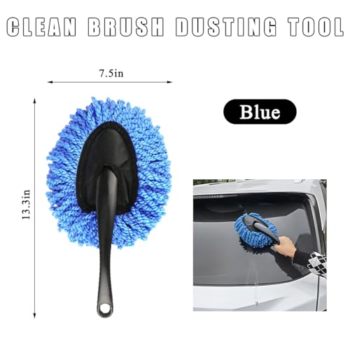 KVAEY Car Dash Duster Brush, Super Soft Microfiber Multi-Functional Car Cleaning Brush, Scratch Free Dash Dusting Tool with a Anti-Skid Handle for Vehicle Home Kitchen Cleaning (Blue) - color: Blue