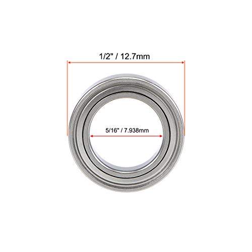 uxcell R1810ZZ Ball Bearing 5/16-inchx1/2-inchx5/32-inch Double Shielded Z2 Lever Bearings 10pcs - size: 5/16"x1/2"x5/32"