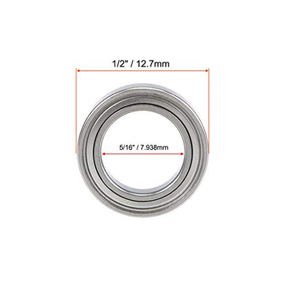 uxcell R1810ZZ Ball Bearing 5/16-inchx1/2-inchx5/32-inch Double Shielded Z2 Lever Bearings 10pcs - size: 5/16"x1/2"x5/32"