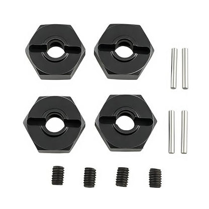12mm Wheel Hex Set for Losi 1/18 Mini LMT 4X4 Brushed Monster Truck (Black) | Aluminum,Front,Rear,Wheel Hexes,Pins,RC Car,Upgrade Parts,LOS01026,LOS212050,CNC Machined,High Strength - color: Black