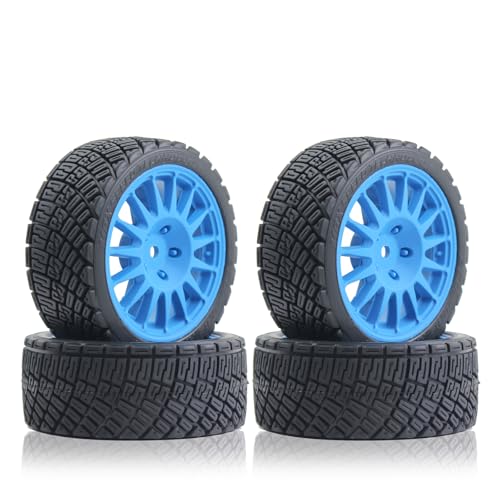 Lifehead 67mm RC On-Road Rally Car Tires and Wheels for 1/10 RC On-Road Touring Drift Car HSP Tamiya XV01 TT01 TT02B HPI Kyosho FAZER MK2 /12mm Hex - color: Blue B