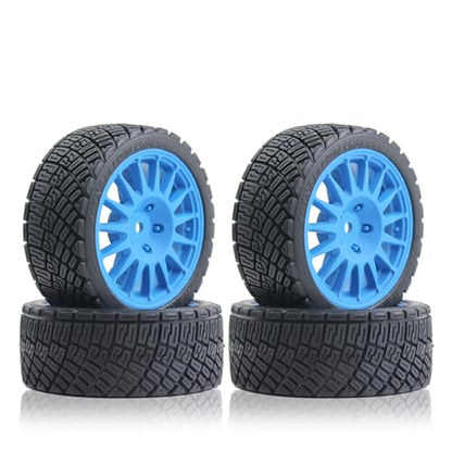 Lifehead 67mm RC On-Road Rally Car Tires and Wheels for 1/10 RC On-Road Touring Drift Car HSP Tamiya XV01 TT01 TT02B HPI Kyosho FAZER MK2 /12mm Hex - color: Blue B