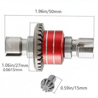Steel RC Front Rear Differential Diff Input Gear Set Upgrade Parts for Hyper go 1/16 H16BM H16PL H16DR H16207 16208 16209 16210 H16 1/14 14301 14302 14209 14210 Series（Red）.