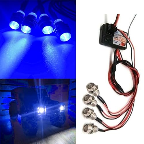 4Led RC Truck Car Led Light Kit,WONFAST LED RC Car Headlights Taillight Set Accessories for 1/10 1/12 1/8 RC Car Truck Tank Crawler for Redcat Axial HSP Tamiya SCX10(Blue) - color: Blue
