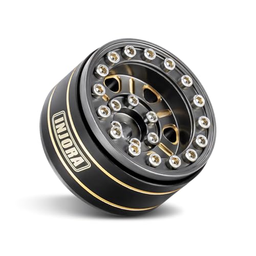 INJORA Brass 1.0 Beadlock Wheel- Negative Offset 3.15mm Wheels for 1/18 TRX4M SCX24 Gladiator Bronco C10 JLU Deadbolt Axial 1/24 Crawler(Grey) - color: Grey