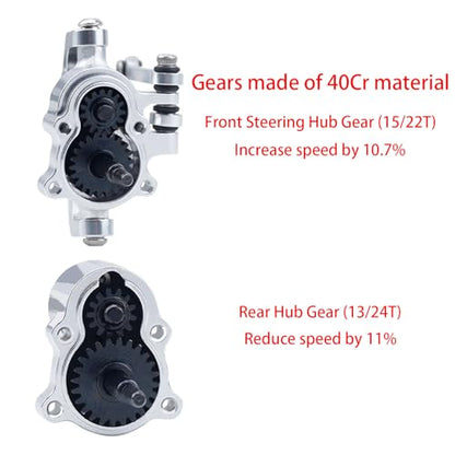 DJX CNC Aluminum RC Front & Rear Portal Axles Set +4mm Extended Complete Axles for 1/18 RC Rock Crawler Redcat Ascent-18 Upgrades Parts(Silver) - color: Silver
