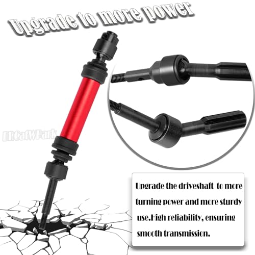 Drive Shaft Axles Upgrades Part for 1/10 Slash 4X4 VXL/Rustler 4X4 VXL/Stampede 4WD VXL,RC Steel #45 Front & Rear 4Pcs Driveshafts CVD w/Hex Hops Up,Red - color: Red - (Axles)