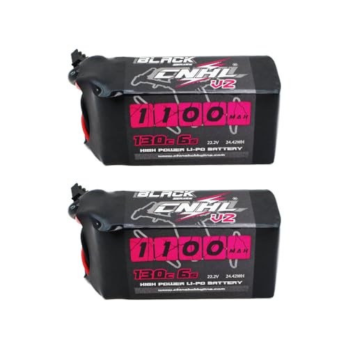 CNHL 1100mAh 6S LiPo Battery 22.2V 130C with XT60 Plug (2 Packs) | High discharge 6S LiPo battery perfectly designed for FPV racing drones, freestyle quadcopters, RC airplanes, and helis.