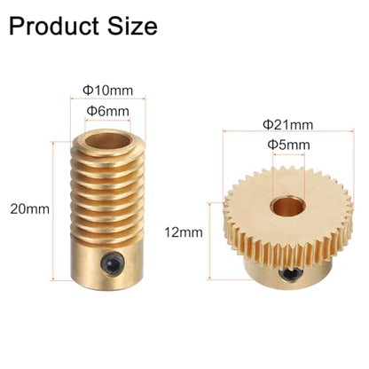 uxcell Worm Gear Set - 0.5 Module 40:1 Reduction Rate 6mm Hole Dia Gear Shaft and 5mm Hole Dia Gear Wheel 40T Drive Gear Box (Brass) - size: 6mmx5mm Bore, style: 0.5 Mod 40T