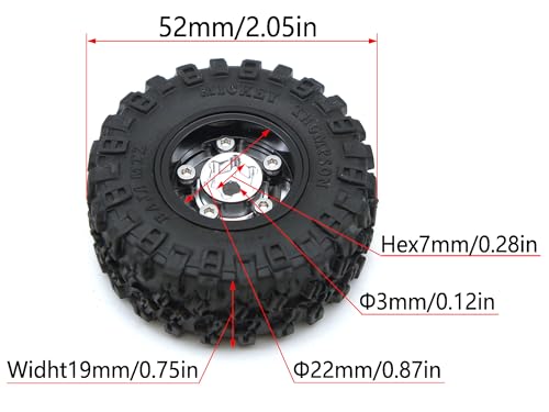Rc 1.0 Beadlock Wheel Tires Set -2mm Offset Wheel Rims for 1/18 1/24 RC Crawler Car Axial SCX24 AX24 TRX4M FCX24 Upgrade TW1002 (Silver Black) - color: Silver Black