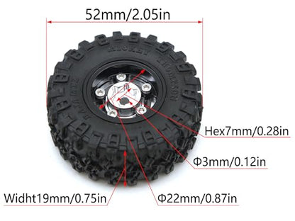 Rc 1.0 Beadlock Wheel Tires Set -2mm Offset Wheel Rims for 1/18 1/24 RC Crawler Car Axial SCX24 AX24 TRX4M FCX24 Upgrade TW1002 (Silver Black) - color: Silver Black
