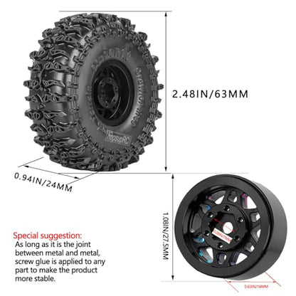 for SCX24 TRX4M 1/24 1/18 RC Crawler Car,Aluminum 1.0" Beadlock Wheel Tires Wheel Hub Wheels Rim 4PCS 1.0in Beadlock Wheel Rims Heavy Duty Rim,Colour - color: （4PCS)colour