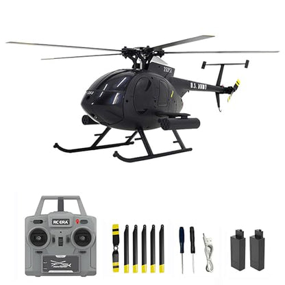 Remote Control Helicopter, C189 MD500 RC Helicopter Model, 1/28 Scale 4CH Single-Rotor Helicopters with 6-Axis Gyro and Brushless Motor, 2.4GHz RC Aircraft for Adults, 2 Batteries (Black) - color: Black