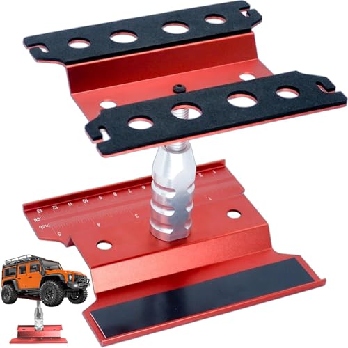 RC Car Repair Work Stand Lift Lower Adjustable Workstation Aluminum 360 Degree Rotation for 1/8 1/10 1/12 RC Car Traxxas Slash TRX4 Arrma Axial SCX10 Losi Redcat Wltoys RC Crawler Monster Truck Buggy - color: Lift Lower Red