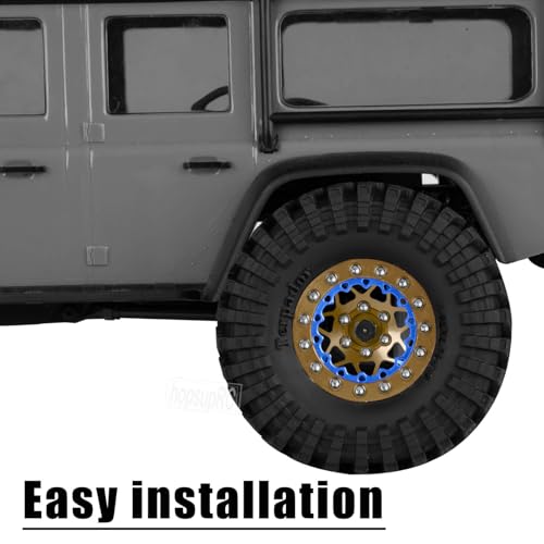 for 1/24 1/18 SCX24 FCX24 TRX4M RC Crawler Car,1.3" RC Tires Wheel Rim,Aluminum RC Truck Tires Wheels Rims,1.3 Beadlock Wheel Rims Heavy Duty Rim (4PCS) Brown - color: 1.3-rim-brown&blue