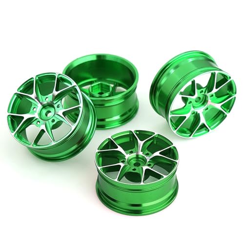 1/10 On Road Drift Wheels Rims Hex 12mm RC Aluminum Alloy Rally Racing Hubs for 1:10 Scale Touring Street Car Tires Tamiya TT01 TT02 HSP 2S 3S Brushless HPI KYOSHO XV02 XV01 4PCS (Green) - color: Green