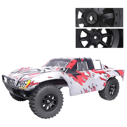 Pre-Glued 1/10 RC Short Course Truck Tires and Wheels Set 12mm Hex for Traxxas Slash 4x4 BL-2S 2WD Redcat Blackout SC Losi SCT Team Associated SC10 HPI, with Foam Inserts (Type 1) - style: Type 1