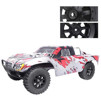 Pre-Glued 1/10 RC Short Course Truck Tires and Wheels Set 12mm Hex for Traxxas Slash 4x4 BL-2S 2WD Redcat Blackout SC Losi SCT Team Associated SC10 HPI, with Foam Inserts (Type 1) - style: Type 1