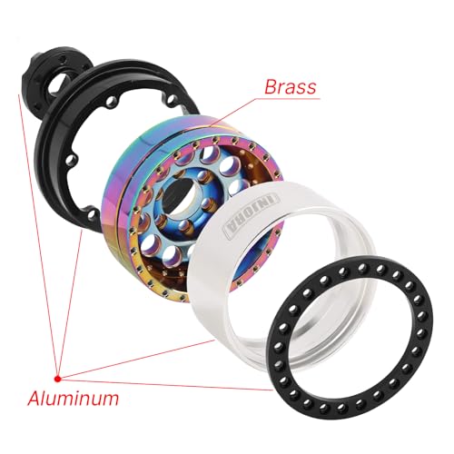 INJORA 1.9" 150g Brass & Aluminum -10mm Offset Wheels for 1/10 RC (Rainbow) - color: Rainbow