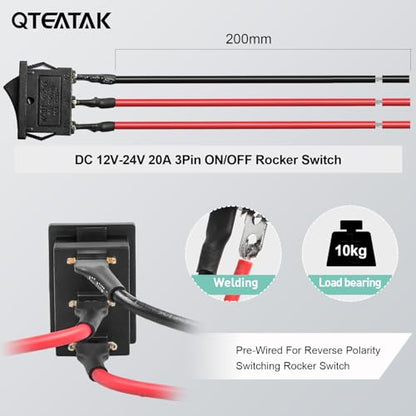 5 Pack KCD1 SPST Pre-Wired On/Off Red LED Boat Rocker Toggle Switch | 3-Pin 2-Position Snap In, Only for DC 12V-24V 20A - color: Red, size: DC 12V-24V 20A - Pre-Wired