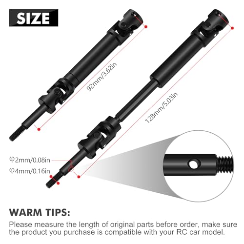1Pcs RC Car Rear Drive Shaft CVD Heavy Duty Axis, 6852 Replacement Part Fits for 1/10 Slash/Rustler/Stampede/Hoss VXL 4X4 2WD Platinum Ultimate Models - color: Black Rear X 1