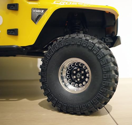 RC 1.9 Inch Beadlock Wheels Negative Offsets 10mm Rims Hex 12mm Aluminum Wheel for TRX4 TRX6 SCX10 Gen8 1/10 RC Crawler Remote Control Car Upgrades Accessories 4pcs (Black & Silver) YK1906 - color: Black & Silver