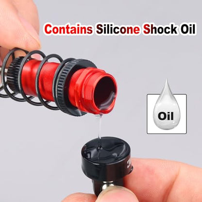 OGRC 92mm RC Shock Absorber for 1/16 Traxxas Mini Maxx XRT 1/10 TRX4 SCX10 | Aluminum, with Progressive Springs, Top-cap Bleeder Hole, Oil Shocks, Red - color: Red