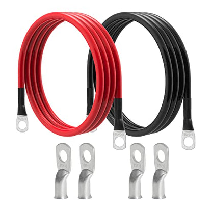 6 AWG Battery Cable 6 Gauge Battery Wires with 5/16 terminals Power Inverter Cables for Solar Boat Marine RV Car (5FT, with 6 AWG 5/16" Lugs) - size: with 6 AWG 5/16" Lugs, style: 5FT