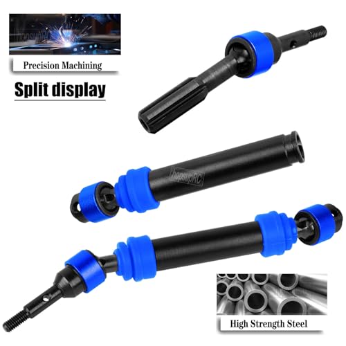 RC Harden Front Rear CVD Driveshafts Upgrades Part for 1/10 Slash&rustler&Stampede 4WD 4X4 (VXL),#45 Steel Drive Shaft Axles Hops up(4PCS),Black witrh Navy Blue - color: Navy Blue(4pcs)