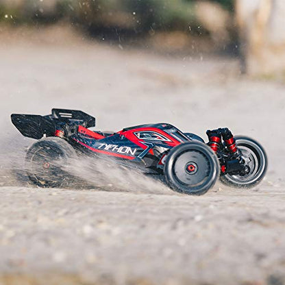 ARRMA RC Car 1/8 Typhon 6S V5 4WD BLX Buggy with Spektrum Firma RTR (Ready-to-Run), Black and Red, ARA8606V5