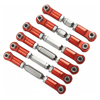 Adjustable Tie Rod Set for ARRMA Granite Senton Vorteks 550 (Red) | Aluminum,RC Linkage,Turnbuckles,Toe Links,6PCS,1/10,4X4,4X2,Steering Upgrade,AR330446 Compatible - color: Red