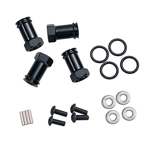 4Pcs/Set RC Hex Hub 12mm Aluminum Alloy Wheels Hex Hub 20mm Extension Black Hex Drive Adapter Longer Combiner Coupler for 1/10 RC Crawler Axial SCX10 90046 D90