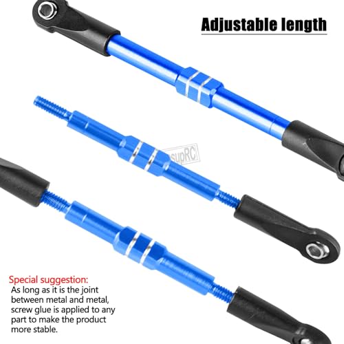 RC Adjustable Turnbuckles Links Upgrades Parts for 1/16 Mini E-Revo Summit Truck RC Car.Aluminum Front Rear Adjustable Turnbuckles Camber Links Toe Link Hops Up,Navy Blue - color: Navy Blue(for 1/16)