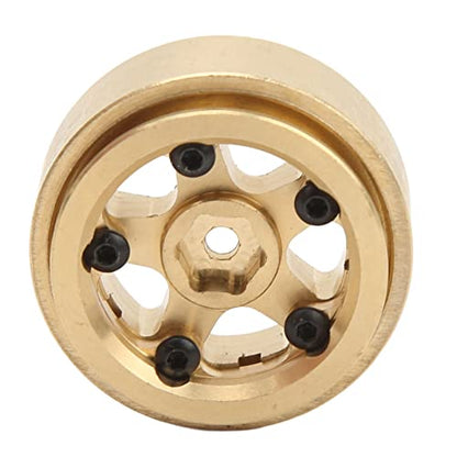 4Pcs 1.3 Inch Beadlock Wheel Rims for FCX24 1/18 1/24 Scale Crawler Car, Aluminum Alloy Brass Weighted Wheel Hub, Easy to Install and Disassemble, Metal Beadlock Wheels Rims